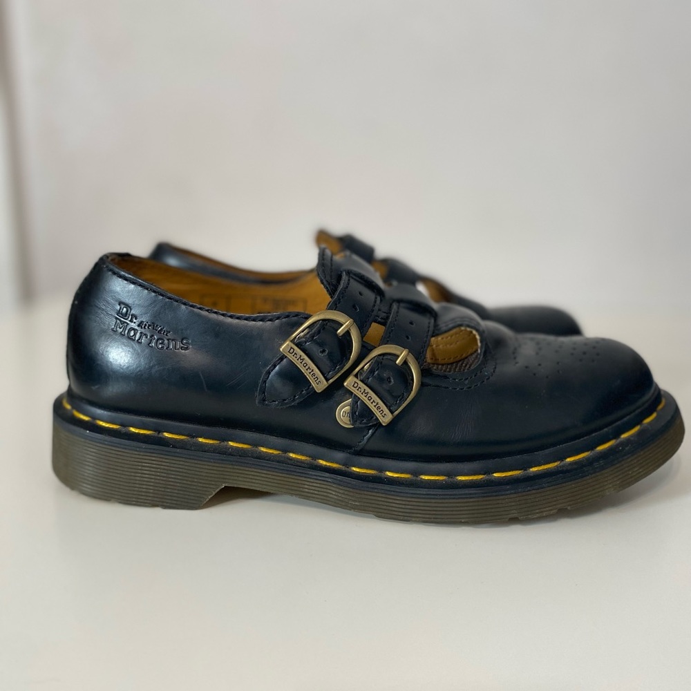 Vintage Dr Marten Mary Janes double buckle leather 12916